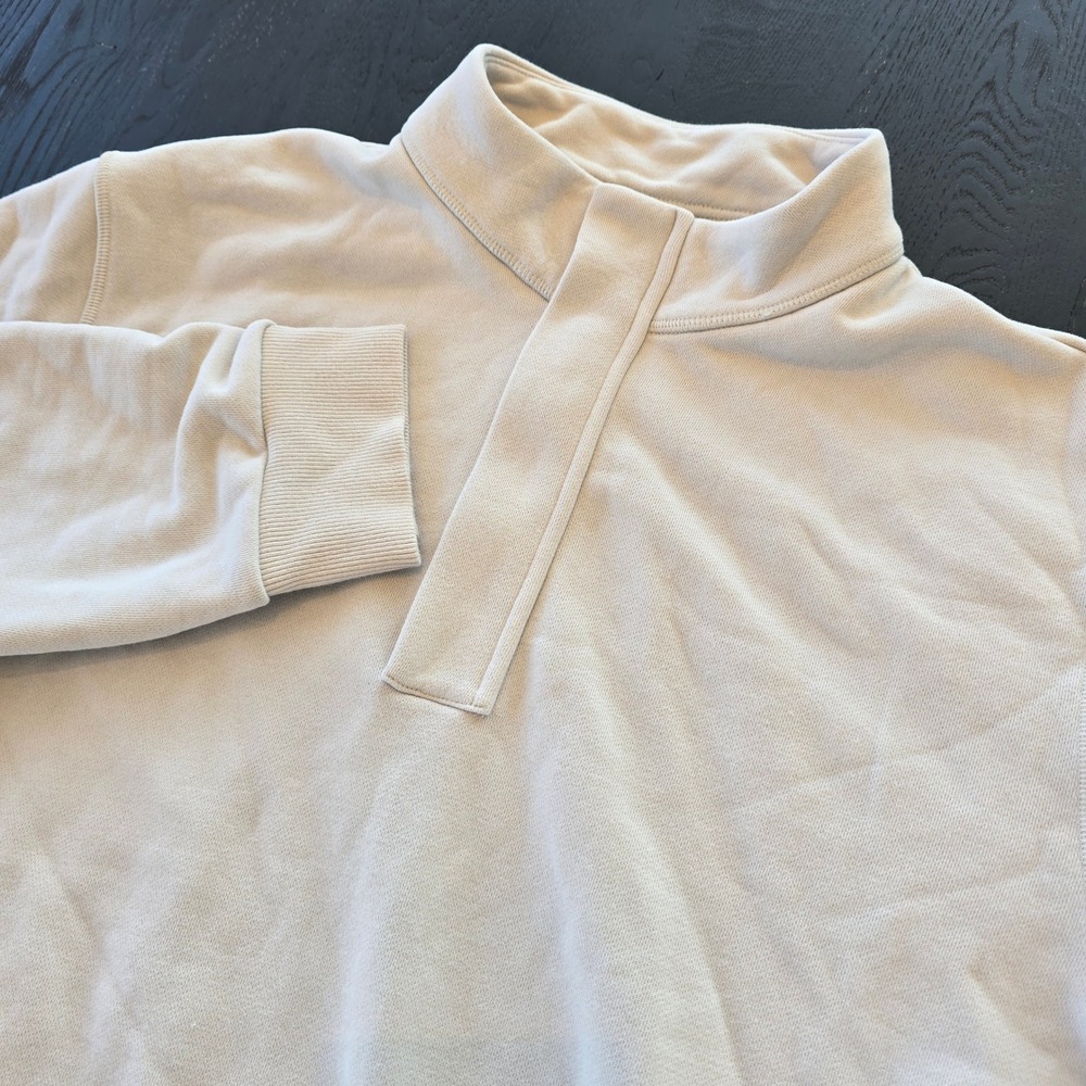 Vuori Mens Coronado Quarter Zip Pullover Beige Sand French Terry V298 XL